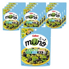 Calbee 卡樂比 Miino 風味豐富豆類綜合零食 鹽味 蠶豆&毛豆&黑豆, 12個, 28g
