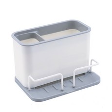 海綿收納置物架瀝水筒, 灰色, 1套