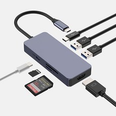 USB C 허브 HOPDAY to HDMI 듀얼 모니터 어댑터 4K HDMI 100W PD 충전 3.0/2.0 SD/TF 카드 리더기 레노버 노트북 서피스 프로 244