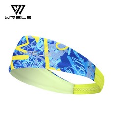 WRELS 초경량 스포츠 헤드밴드 반사 로고 3중 흡한속건 미끄럼방지 남녀공용 등산 캠핑 러닝 여름용, 1개, 그래피티 파란색