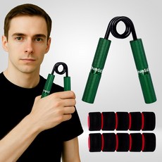 이노셀러 무소음 헤비그립 악력기 소방 경찰 악력기 전완근운동기구, 그린, 1개