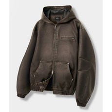DIMITRI BLACK 디미트리블랙 2WAY VTG 워시드 PU 후드 집업 브라운 5367972