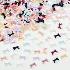 YUWENW 네일 파츠 리본 3D 미니 나비 매듭 약 100개 세트 귀여운 핸드메이드 레진용 네일 아트 데코 파츠 주얼리 액세서리 파츠 소품 수제 부품 DIY 데코 장식 컬러풀