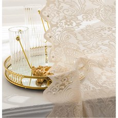 유럽 스타일 비즈 장식 베이지 레이스 시어 커튼 공주 거실 침실 발코니용 무타공 로드풀 커튼