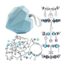 兒童DIY串珠手鍊 - 女孩串珠飾品手鏈製作工具包 - 女童生日禮物, 慕斯綠色 套裝, 1個