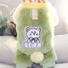 寵物衣服 狗狗毛絨衣服 貓咪衣服 寵物冬保暖衣, 綠色,XS背長20cm（建議0.5-1.0公斤, 1個