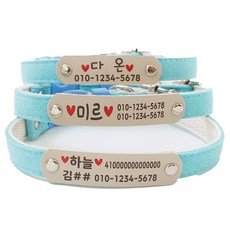 미소펫 인디 INDI 강아지 고양이 인식표 목줄, 1개, 블루