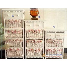 *︵House傢飾︵*鄉村風格洗白藤籃二抽四籃儲物櫃/收納櫃/斗櫃【限量款/新發售】, 1個