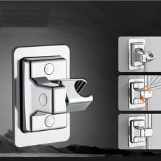 무타공 초강력 부착식 샤워기 거치대 걸이 고정 홀더 고급형, 2개, 메탈릭 실버