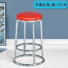 오락실의자 높은 원형스툴 보조 계산대 홈바 키큰 철제 원형 스툴 거실, AI. 오일가죽 전기도금 모델 75cm 레드 두꺼워진