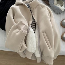 겨울 양털안감 집업 자켓 여성 기모 따뜻한 보온 루즈핏 데일리 캐주얼 하이넥 아우터