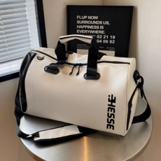 HESSE 短途旅行包 手提行李袋 運動健身包, 白色【乾溼分離+超大容量】27號旅行包