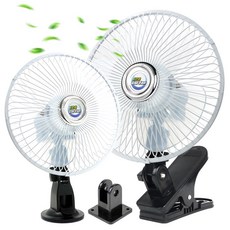 ECO 차량용 선풍기(거치대 3종) 집게 흡착 피스 호환 자동차 화물차 선풍기, 8인치24V (집게+흡착+피스형)