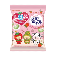 롯데웰푸드 스친소 말랑카우 스트로베리 피스타치오 쫀득 딸기 카라멜, 2개, 158g