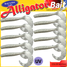 엘리게이터 4인치글럽웜 우럭 광어 농어 지그헤드, P42진주은펄, 1개