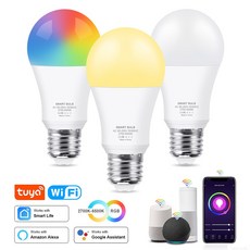 COOLO Tuya 15W 18W WiFi 스마트 전구 E27 RGB LED 램프 디밍이 가능한 따뜻한 흰색 Google 홈 Alexa 음성 제어, 1개, 1개