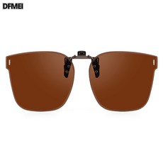 DFMEI 偏光墨鏡夾片815開車釣魚偏光夾片丹陽方形潮流時尚夾片, 1個, 茶色