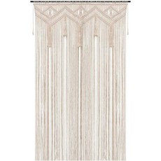 창문 거실용 보호 장식 대형 마크라임 벽걸이 비즈 커튼 현관 옷장 52인치 x 72인치 L