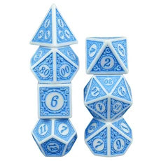 역할 놀이 게임 클럽 파티 엔터테인먼트 탁상 7pcs 보드 주사위 DND 세트, 05 white blue