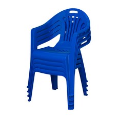 공룡플라스틱 플라스틱의자 편의점 간이 야외 행사용 등받이 팔걸이 에덴 4개, 에덴의자 (청색)