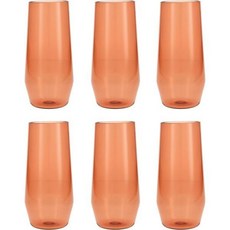 Fortessa 포르테사 밑창 야외 샤터 방지 BPA 무료 프리미엄 코폴리에스터 플라스틱 드링크웨어 6팩 테라 코타 오렌지 아이스 티 글라스, Iced Tea Soft Drink Glass, Terra Cotta Orange