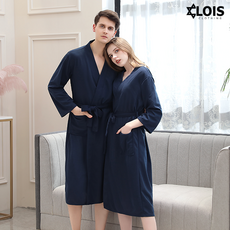 LOIS (로이스) LS-101 폴리 와플 샤워가운 / 목욕가운 / 마사지가운 XL사이즈 남여공용, 1개, 네이비