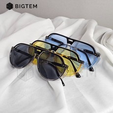 빅템 오버사이즈 방풍 고글 선글라스 노란색 틴팅 라운드 오토바이 헬멧 바이크 클래식 안경, #1 블랙, 1개