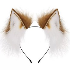 움직이는 고양이귀 머리띠 핑크 액세서리 그레이 할로윈, F. 브라운화이트