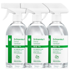 의약외품 식약처 인증 허가 FDA 승인 닥터 그린데이 손소독제 에탄올 70% 100ml 500ml 1000ml 1L 뿌리는 살균 소독 스프레이, 12개