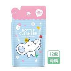 les enphants 麗嬰房 奶瓶蔬果酵素洗潔液補充包680ML*12入箱購，寶寶奶瓶清潔首選, 1個, 無香
