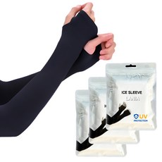 라니아 남녀 공용 아이스 팔토시, 블랙, 3개, 손등 커버형