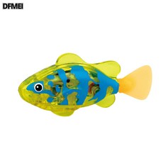 DFMEI 寶寶洗澡電子魚玩具電動感應發光搖擺電動魚浴室戲水玩具, 1個, 感應發光電動小魚【綠色裸裝1條】:如圖