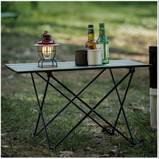 HF 양질의 튼튼한 것 1-3 사람 휴대용경량 알루미늄 소재 접이식 캠핑 테이블 56*40*40cm, 검은색