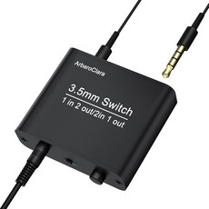 ArbaroClara 3.5mm 오디오 스위치 Aux 스테레오 헤드폰 스위치 박스 양방향 1 in 2 출력 스플리터/2 in 1 출력 믹서 수동 셀렉터 및 Y 버튼이중 입, ArbaroClara 3.5mm 오디오 스위치, Aux
