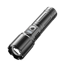 變焦手電筒 超大功率 長效續航 聚光遠射 26650鋰電池 TYPE-C充電, 1個