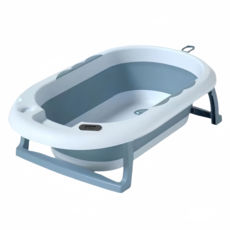 摺疊式嬰兒浴盆 溫度感應 安全無毒材質 可愛海豚造型設計 防滑底部, 感溫-藍, 1個