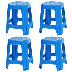 지오리빙 플라스틱 사각의자 4p 간이 야외 포장마차 편의점, 4개, 블루