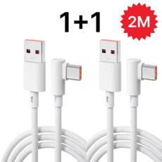 노바엑스 ㄱ자 c타입 CtoC PD60W 100W 고속 초고속 충전 케이블, 화이트+화이트 USB타입, 1세트, 2m