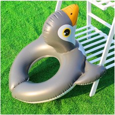 【Rising】（INTEX 開口式泳圈）動物造型兒童泳圈 浮圈 後夾式嬰兒坐圈 兒童玩具 玩水戲水, 1個, 企鵝, 企鵝