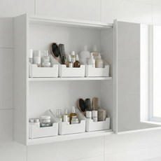 캘리웨이브 깔끔한 선반 욕실 정리함 화장실 수납함 세트, 3개, 화이트