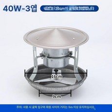 연통 벤츄레이터 모터 굴뚝용 화목난로 배기팬 캠핑 굴뚝, 40W 경제형 모델 9cm