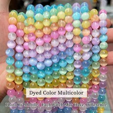 주얼리 제작용 염색 색상 멀티 컬러 셀레나이트 스톤 비즈 둥근 석고 스톤 스페이서 DIY 팔찌 목걸이 8mm, Multicolor, 8mm approx 47pcs, 1개