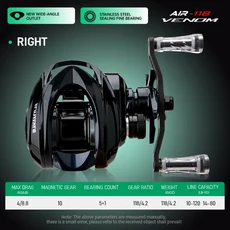 CEMREO 118g 초경량 베이트 캐스팅 낚시 릴 카본 바디 4kg 마그네틱 브레이크 시스템 모델 VENOM, 1.