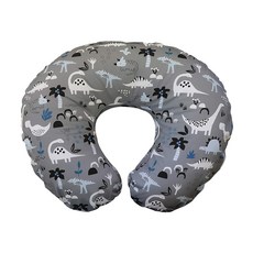 JoyBaby嬰兒枕多功能孕婦枕授乳枕，枕芯枕套可拆卸，舒適哺乳，減輕腰背壓力, 灰色恐龍-F