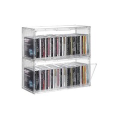 Beveetio 2팩 투명 CD 보관 상자 풀 뷰 디자인의 쌓을 수 있는 CD 케이스 홀더 쉬운 타이틀 보기를 위한 하드 케이스 최대 68개의 표준 케이스 보관 - 36., Beveetio 2팩 투명 CD 보관 상자, 풀 뷰 디