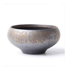 紅芳庭【日式 建水】小建水 水方 茶具 水洗 鎏金色 茶渣桶 渣斗 筆洗 聚寶盆 茶席 茶道 泡茶用具, 1個, 鎏金