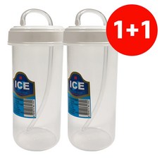 국내생산 덕신 1+1 빨대컵 (300ml) 병원물컵 빨대물병 환자물통, 1세트