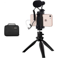 코미카 CVMVM10K2 스마트폰 마이크로폰 트라이포드 포함 샷건 비디오 마이크 iPhone Android 폰용 브이로그 키트 유튜브 녹화 페이스북 라이브용 35mm TRRS, 1개