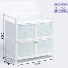 【貓嶼】碗櫃家用廚櫃簡易廚房櫃子儲物櫃鋁閤金餐邊櫃小櫥櫃竈臺櫃收納櫃, 四門閃銀80cm面寬*深43*高80--, 1個