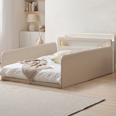 국내제작 인홈 허그미 LED 저상형침대 +독립스프링 매트리스 포함, 화이트 가드형B